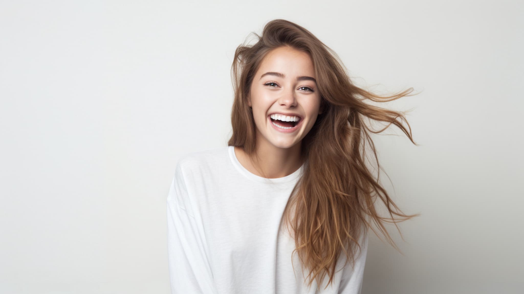 定期的にホワイトニングをして白い歯を保つ女性